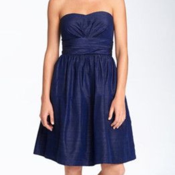 ELIZA J 100% Silk Shantung Dress in Navy Blue - Picture 6 of 7